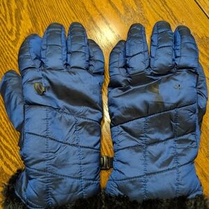 The North Face Women's Blue and Black Quilted Gloves
